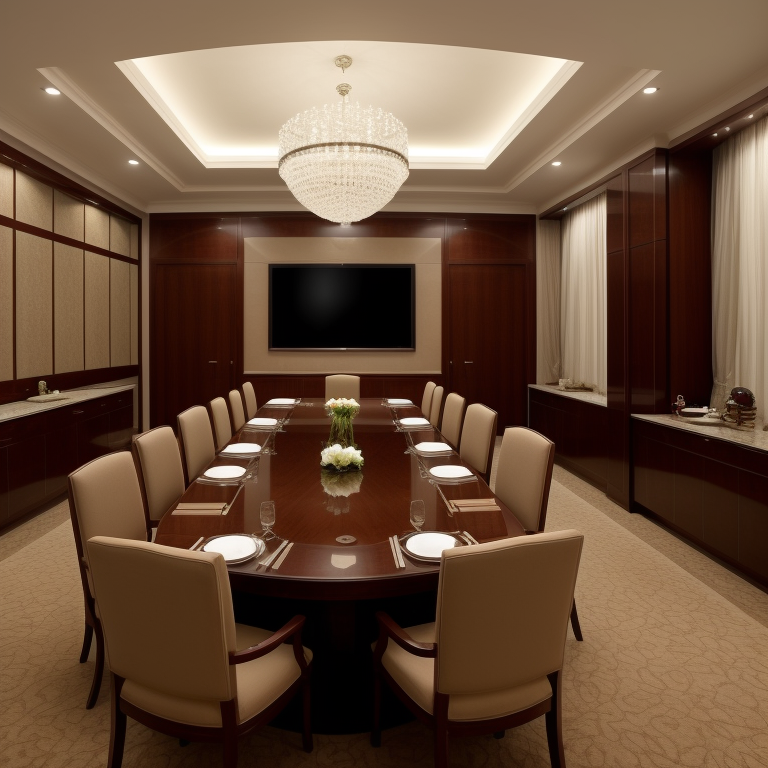 Luxury hotel conference room in India with modern amenities and traditional Indian design elements illustration