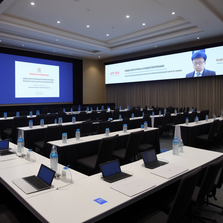 Modern conference setup in India showcasing advanced technology and digital integration illustration
